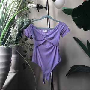 Purple cutout short sleeve bodysuit